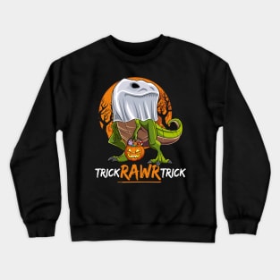 Trick Rawr Trick Halloween Dinosaur Ghost T Rex Crewneck Sweatshirt